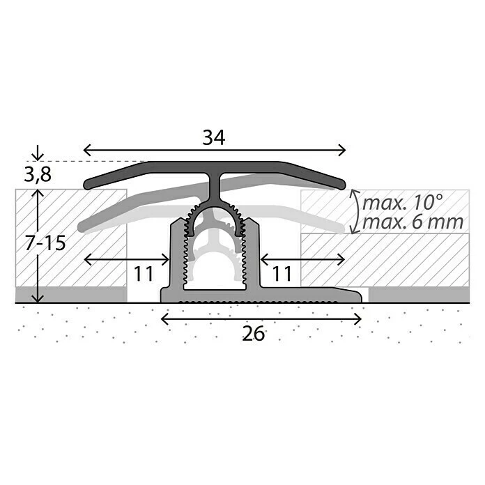 Bestpreis 👏 BAUHAUS LOGOCLIC Übergangsprofil 303 Edelstahl Matt, 0,9 M X 34 Mm, Montageart: Stecken ✔️ 2 Bestpreis 👏 BAUHAUS LOGOCLIC Übergangsprofil 303 Edelstahl Matt, 0,9 M X 34 Mm, Montageart: Stecken ✔️ – Bild 2