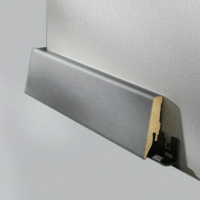 Auslauf ❤️ BAUHAUS LOGOCLIC Sockelleiste K58 D Edelstahl Matt 2,6 M X 19 Mm X 58 Mm, Gerade ❤️ 1 Auslauf ❤️ BAUHAUS LOGOCLIC Sockelleiste K58 D Edelstahl Matt 2,6 M X 19 Mm X 58 Mm, Gerade ❤️