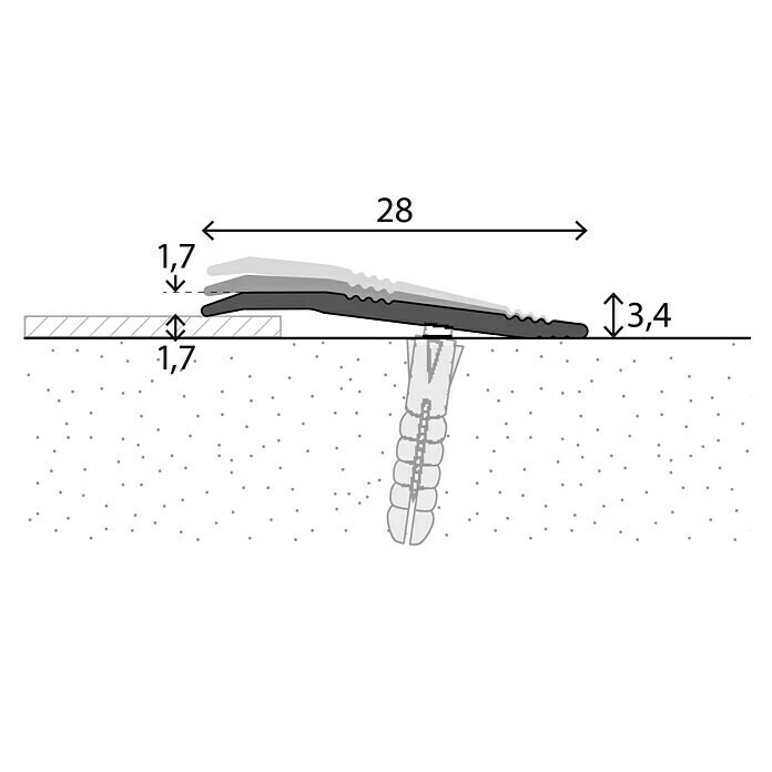 Aktion 🔥 BAUHAUS LOGOCLIC Rampenprofil 262 Edelstahl Matt, 0,9 M X 28 Mm, Montageart: Schrauben 💯 2 Aktion 🔥 BAUHAUS LOGOCLIC Rampenprofil 262 Edelstahl Matt, 0,9 M X 28 Mm, Montageart: Schrauben 💯 – Bild 2