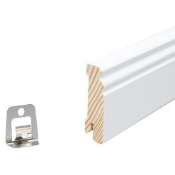 Bestes Angebot 🥰 BAUHAUS Sockelleiste 2,4 M X 1,8 Cm X 7 Cm, Weiß, Lackiert 😀 -Bodenverlegebedarf Verkäufe 12 1571