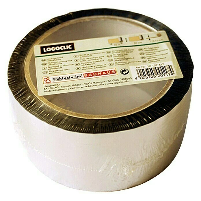 Auslauf 🔔 BAUHAUS LOGOCLIC Aluminium-Klebeband Länge: 50 M ✔️ 1 Auslauf 🔔 BAUHAUS LOGOCLIC Aluminium-Klebeband Länge: 50 M ✔️